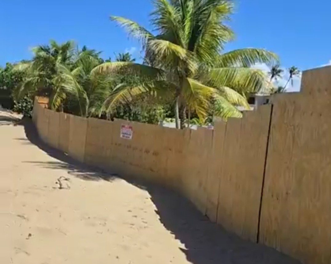 Los activistas denunciaron la colocación de una verja de madera sobre las dunas.