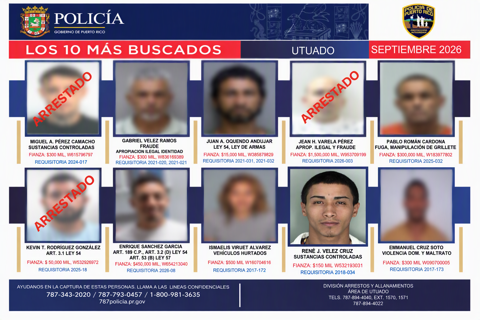 Arrestan a uno de los diez más buscados del área de Utuado